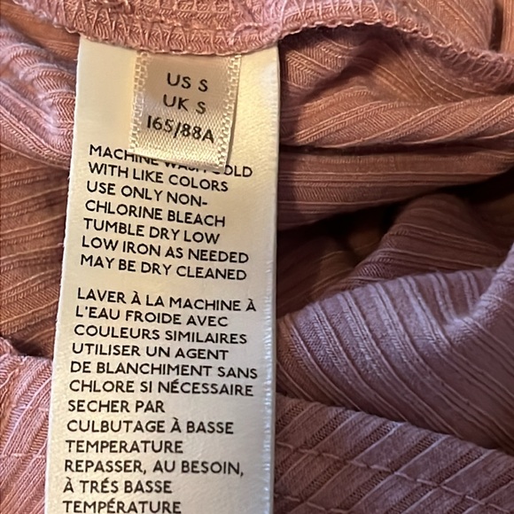 FREE PEOPLE NIGHT LILY TOP OB1434162 PUFF SLEEVE RIBBED PALE MAUVE SIZE S - Picture 6 of 7